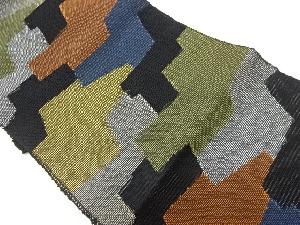 紗 幾何学模様織出し名古屋帯